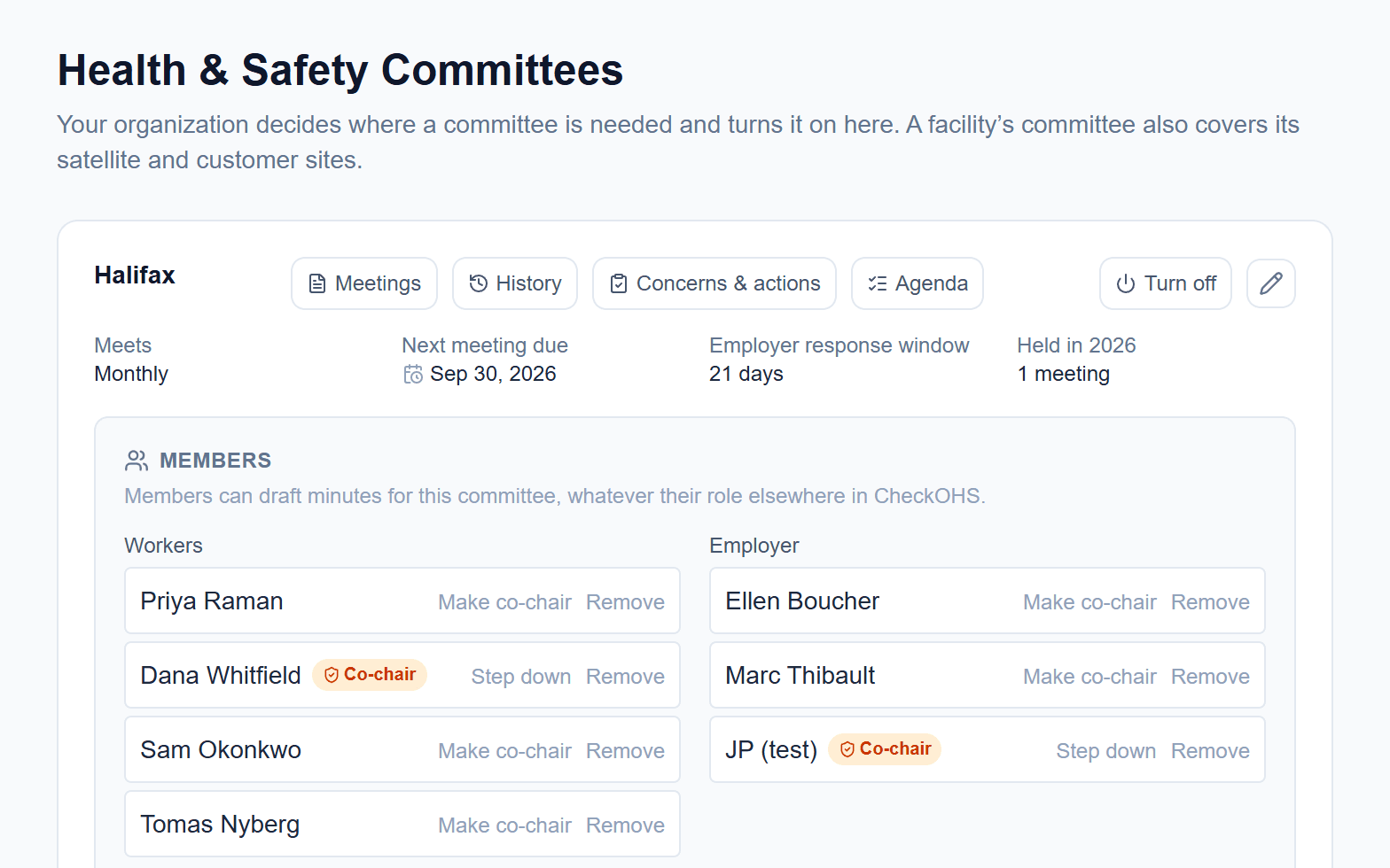 Health and safety committees